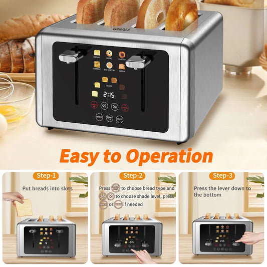 4-Slice Touchscreen Toaster in Stainless Steel