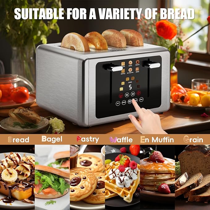 4-Slice Touchscreen Toaster in Stainless Steel